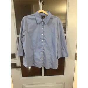 GEORGE Blouse Top Shirt Womens  Size XL  Blue 3/4 Sleeves Stretch Casual Cotton